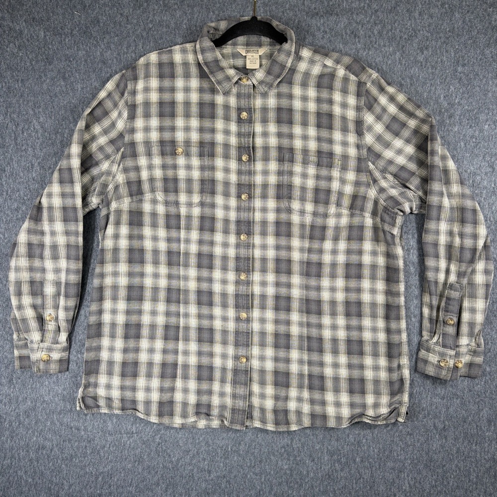 Duluth Shirt Mens XL Plaid Flannel‎ Long Sleeve Cotton Grey
